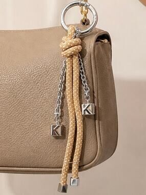 Michael Kors Metallic Rope Tassel Keychain & Handbag Charm Gold Tone